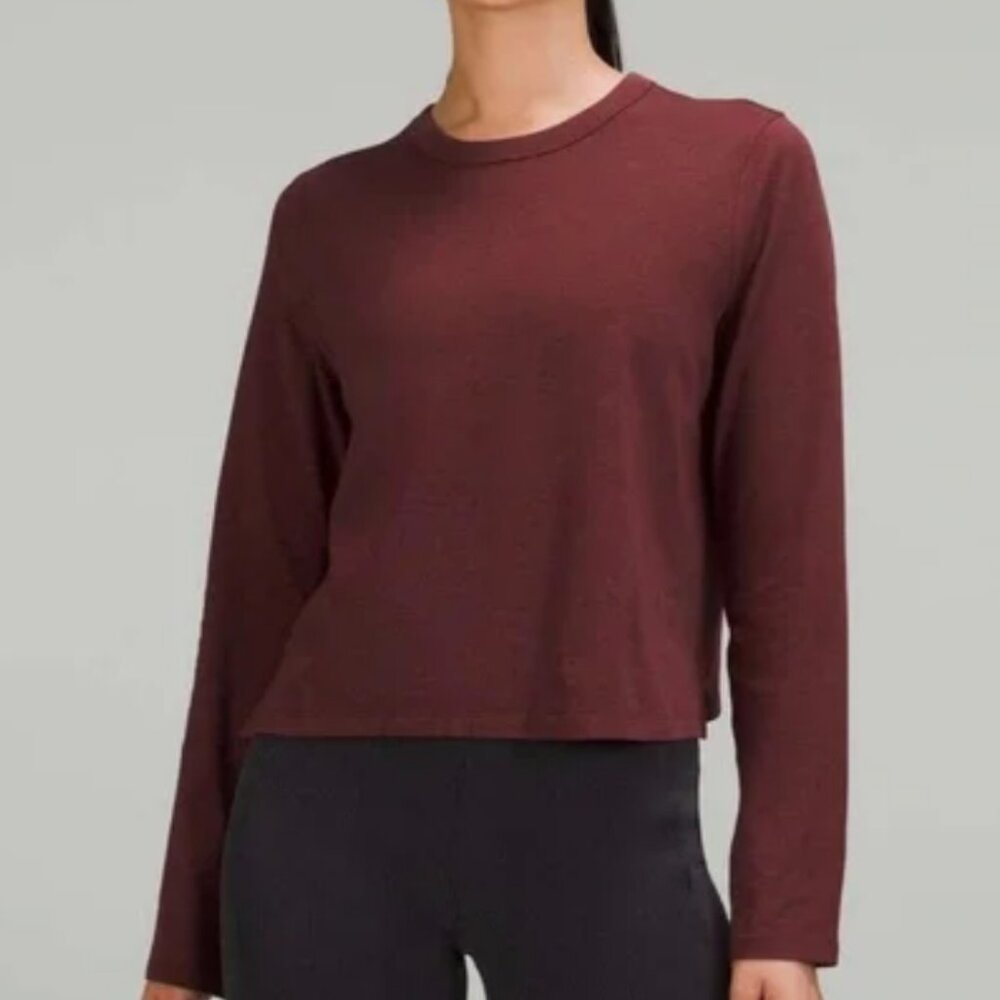 NWT Lululemon love long sleeve Top Classic RED MERLOT 6 Cotton PERFECT W TAGS